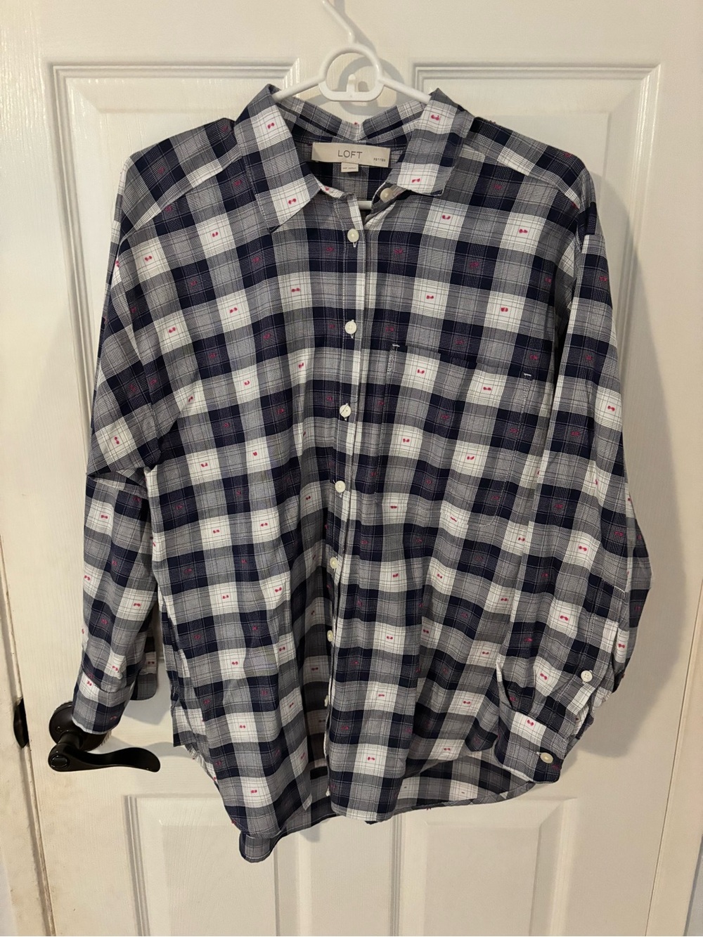 LOFT Women's Clip Plaid Everyday Oversized Pocket Shirt